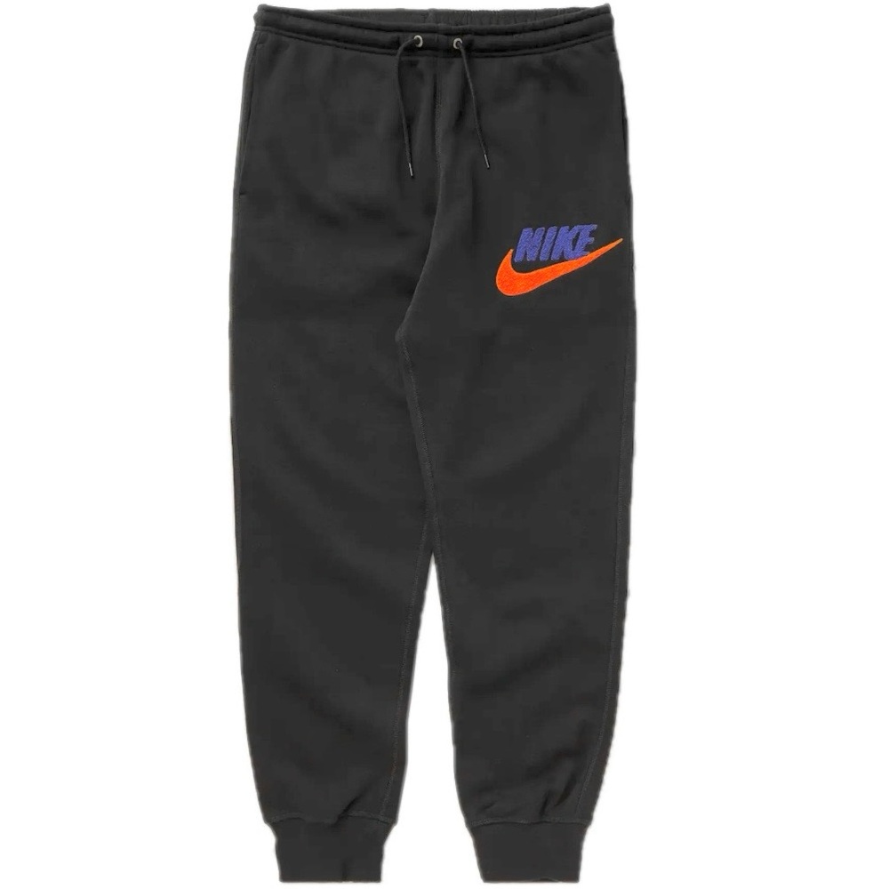 Nike Sportswear Retro Black Athletic Joggers Embroidered Orange Blue Logo Size M - Picture 2 of 11